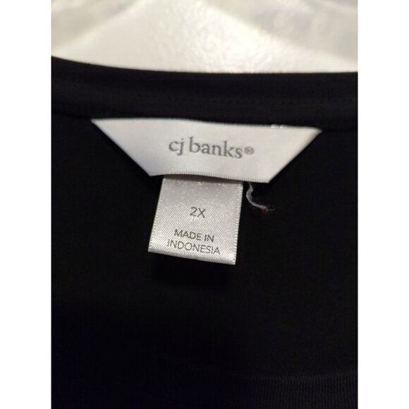 CJ Banks Snowman Christmas Top Black Long Sleeves 2X - Picture 4 of 5